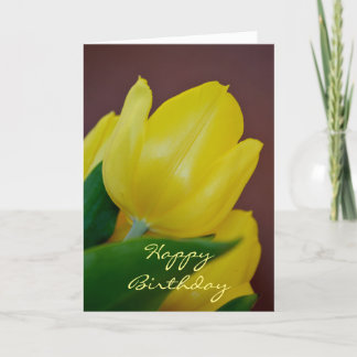 Happy Birthday Modern Yellow Tulip Flower Card