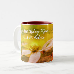 Happy Birthday Mom Dogwood Flower Personalized Two-Tone Coffee Mug