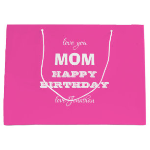 Happy Birthday MOM Elegant Script Name Modern  Large Gift Bag