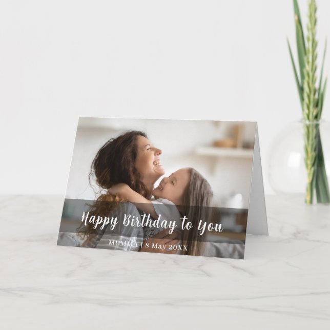 Happy Birthday Mom Modern Script Design Card (Front)