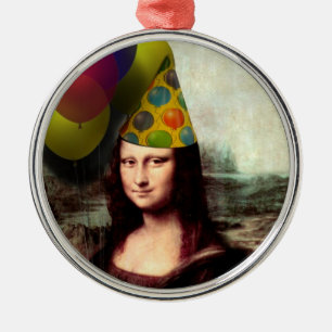 Happy Birthday Mona Lisa Metal Ornament