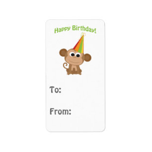 Happy Birthday Monkey Label