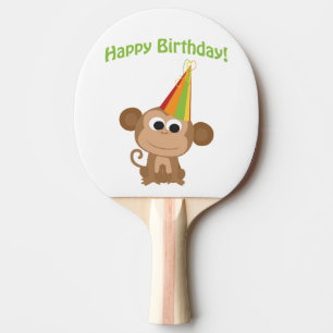 Happy Birthday Monkey Ping Pong Paddle