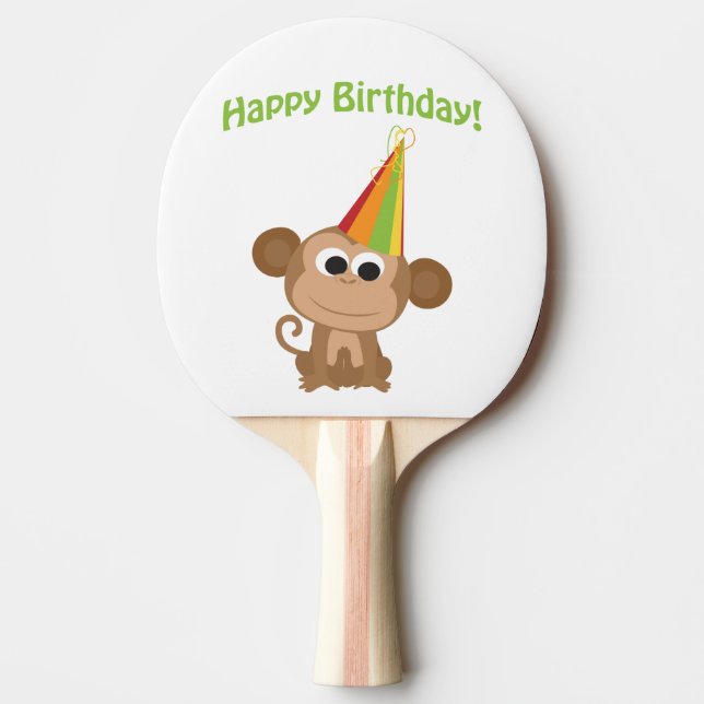 Happy Birthday Monkey Ping Pong Paddle (Front)