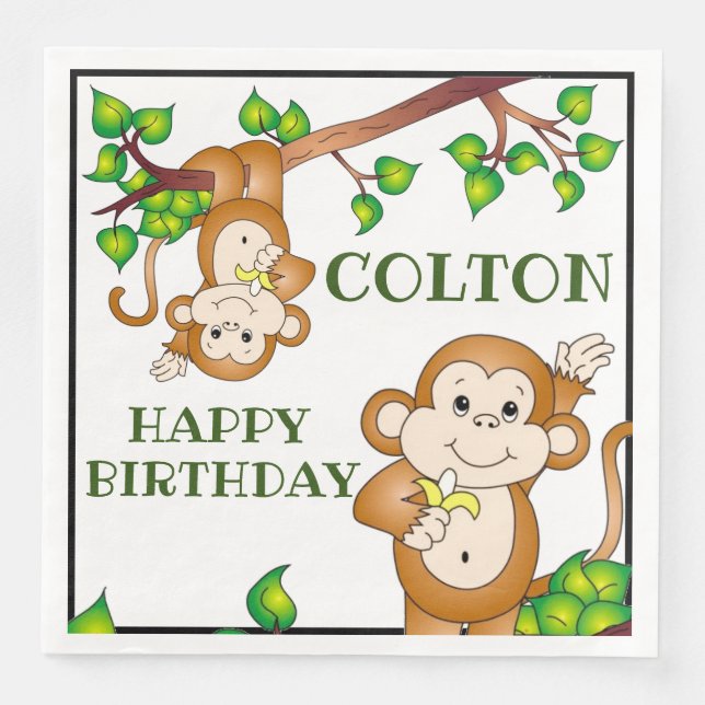 Happy Birthday Monkeys Napkin (Front)