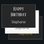 Happy Birthday Monogram Name Gold Black White Wrapping Paper Sheet<br><div class="desc">Designed for birthday celebrations! You may change the text,  font,  font colour or background colour as you please!</div>