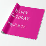 Happy Birthday Monogram Name Hot Pink White 2025 Wrapping Paper<br><div class="desc">Designed for birthday celebrations! You may change the text,  font,  font colour or background colour as you please!</div>