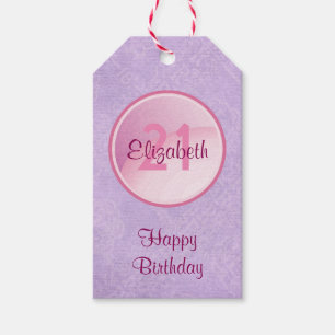 Happy Birthday Monogram with Name and Age Gift Tags