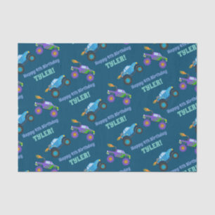 Happy Birthday Monster Trucks DIY Name/Age Dk Blue Tissue Paper