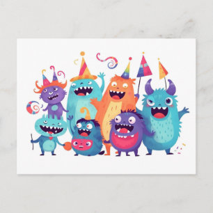 Happy Birthday. Monsterparty mit Monstern Postcard