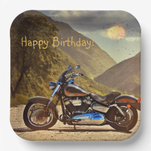 Happy Birthday Motorcycle Paper Plate