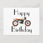 Happy Birthday Motorcycle Postcard<br><div class="desc">This design has a orange and black motorcycle in the middle. On the top and bottom it says,  "Happy Birthday",  in black.</div>