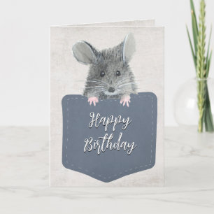 Happy Birthday Mouse In Pocket  Card