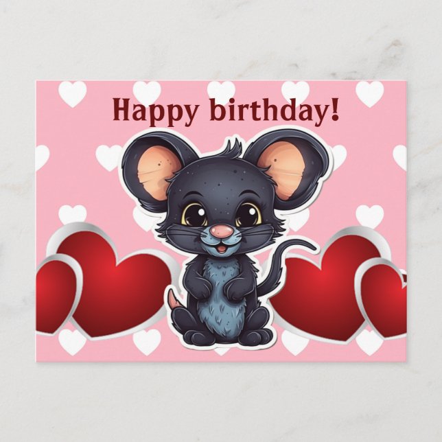 Happy birthday! mouse postcard (Front)