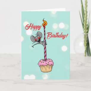 Happy Birthday Mouse with Cupcake and Candle Card