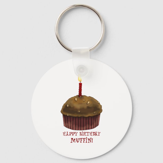Happy Birthday Muffin Key Ring (Front)