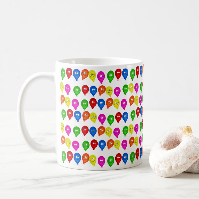 Happy Birthday Mug Colourful Balloons (With Donut)