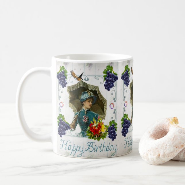 Happy Birthday Mug Victorian (With Donut)