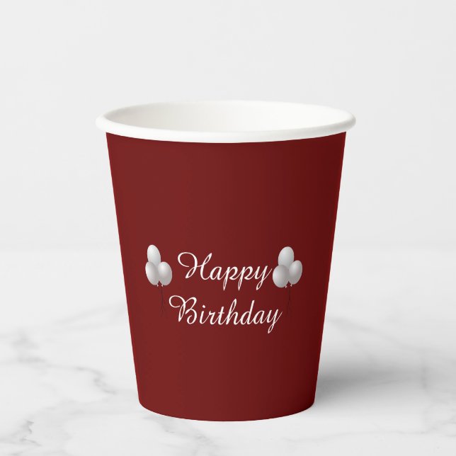 Happy Birthday Mug with Balloons Paper Cups (Front)