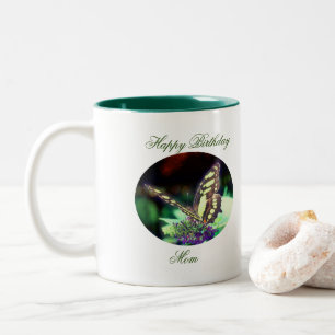 Happy Birthday Mum Butterfly  Two-Tone Coffee Mug