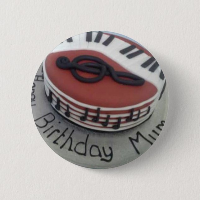 Happy birthday mum cake 6 cm round badge (Front)