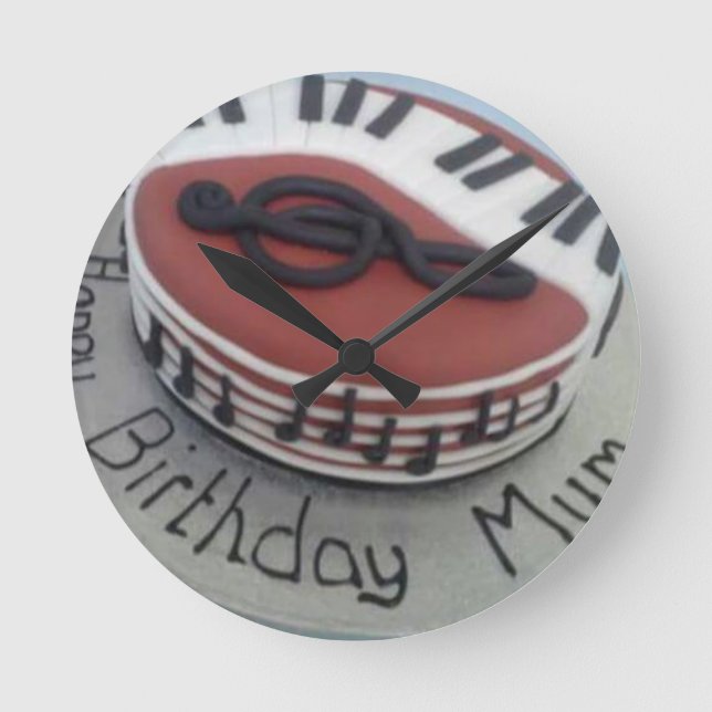 Happy birthday mum cake round clock (Front)
