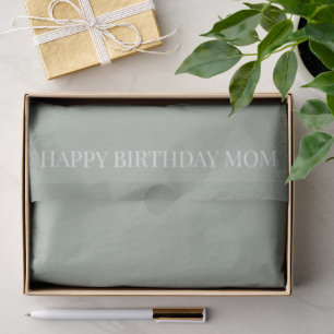 'Happy Birthday Mum' Calming Muted Sage Green Tissue Paper