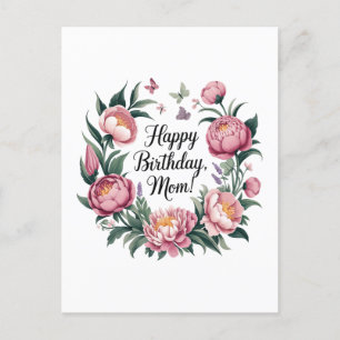 Happy Birthday Mum Floral Design  Postcard