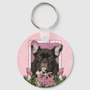 Happy Birthday Mum - French Bulldog - Teal Key Ring