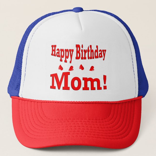 Happy Birthday Mum hat red, white, and blue (Front)