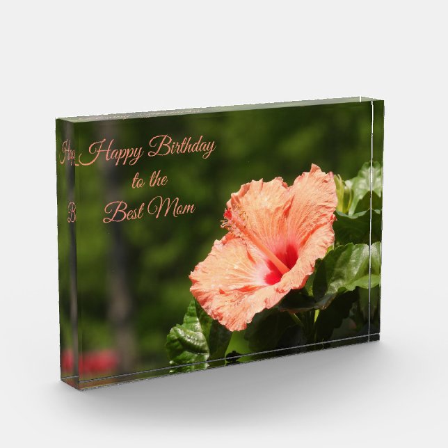 Happy Birthday Mum Hibiscus Photo Block (Left)