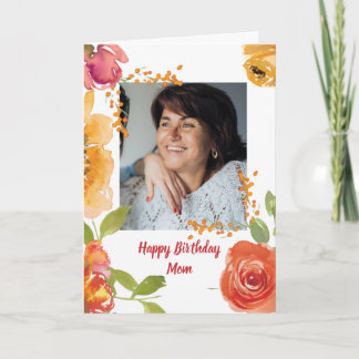 Happy Birthday Mum Lovely Watercolor Flowers Card