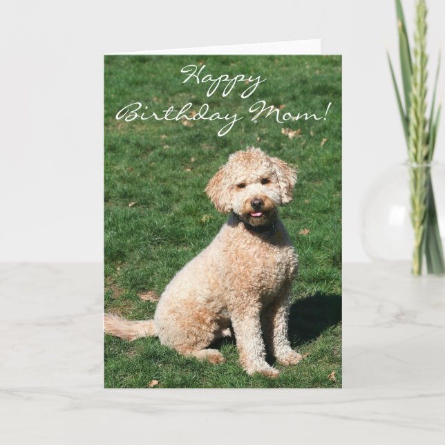 Happy Birthday Mum Mini Goldendoodle greeting card (Front)
