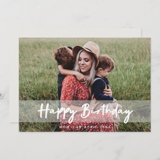 Happy Birthday Mum | Modern Script Photo Card (Front/Back)