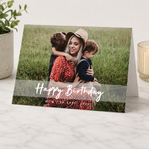 Happy Birthday Mum   Modern Script Photo Card