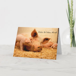 Happy Birthday Mum Mother Pig and Piglets Card