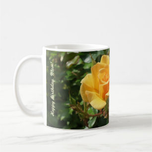 Happy Birthday, Mum Mug with Yellow + White Roses