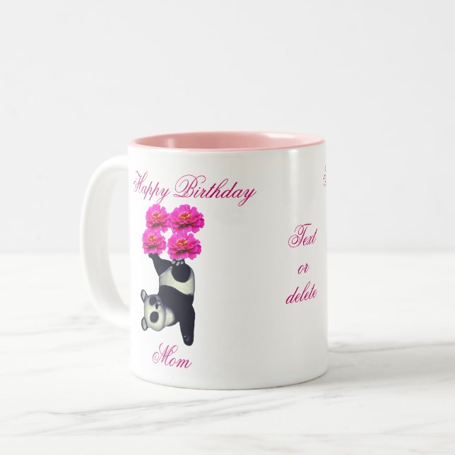 Happy Birthday Mum Panda Bear Personalised Two-Tone Coffee Mug (Front Left)