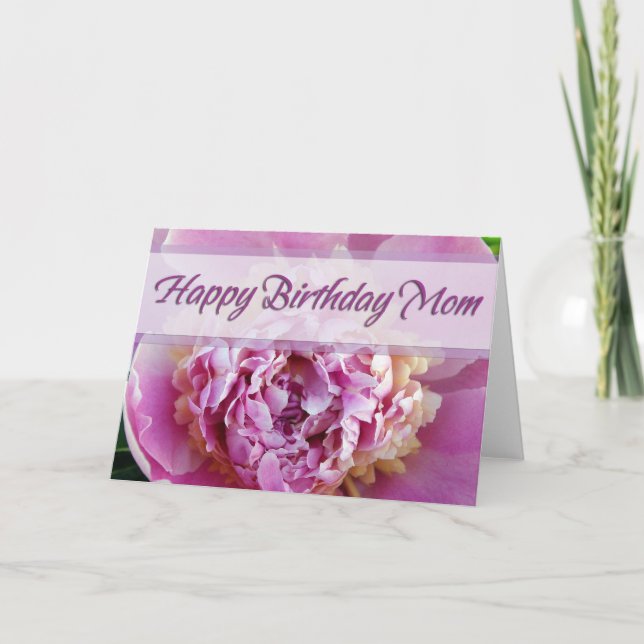 Happy Birthday Mum Peony Card (Front)