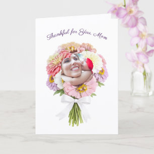 Happy Birthday Mum Photo Floral Bouquet Christian Card