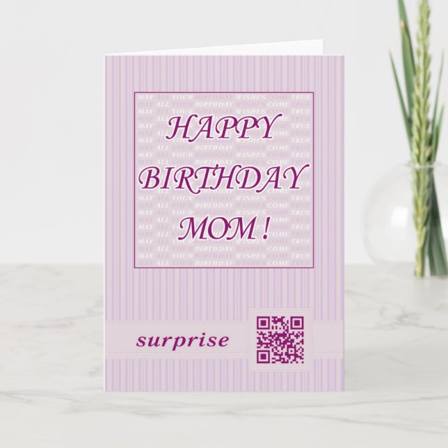 Happy Birthday Mum!QR Code Video Greeting Card (Front)