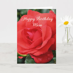 Happy Birthday Mum Red Rose Flower  Card