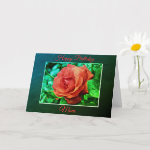 Happy Birthday Mum Red Rose In Bloom  Card