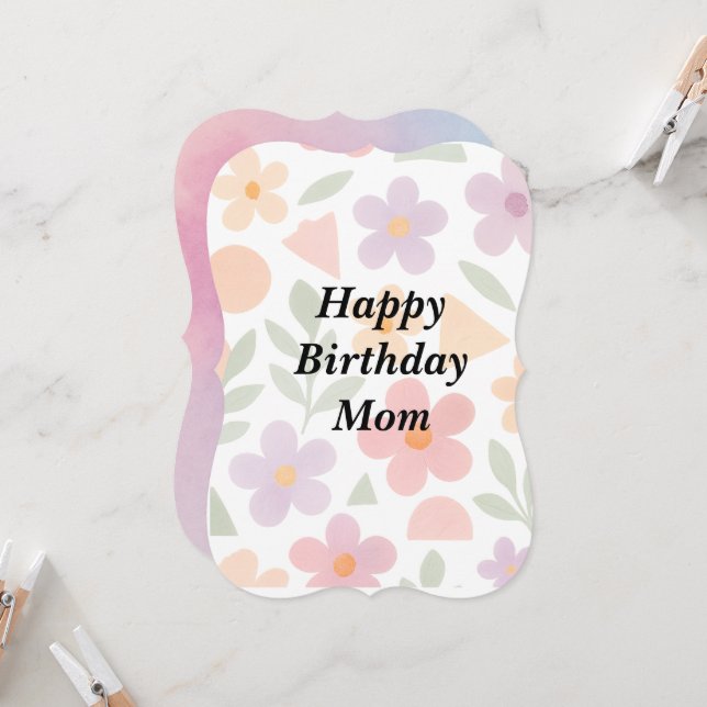 Happy Birthday Mum – Sweet Pastel Floral Card (Front/Back In Situ)