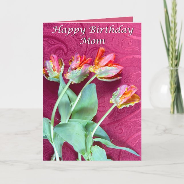 Happy Birthday Mum Vibrant Tulips Card (Front)