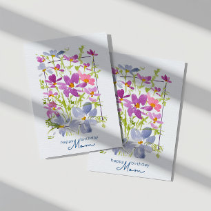 Happy Birthday Mum Watercolor Wildflower Card