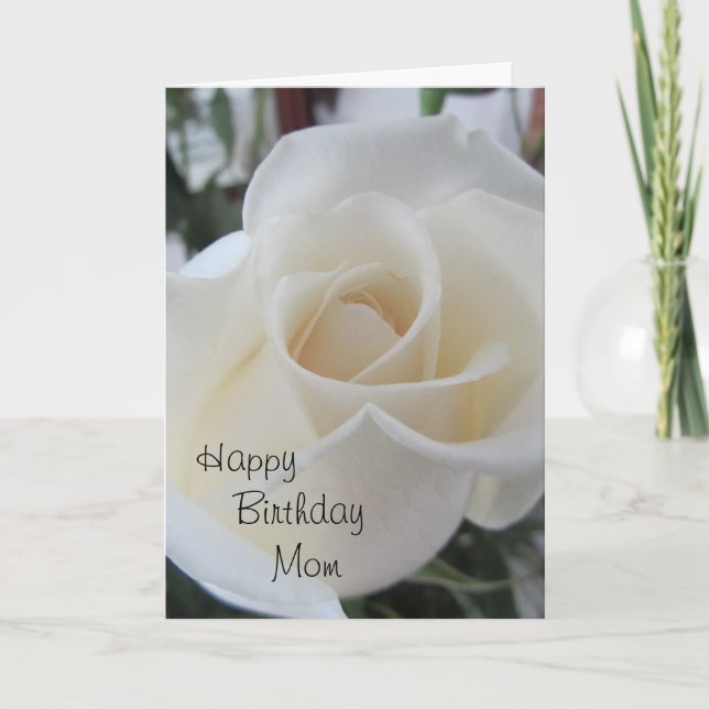 Happy Birthday Mum-White Rose Card (Front)