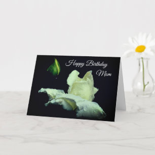 Happy Birthday Mum White Rosebud Flower Card