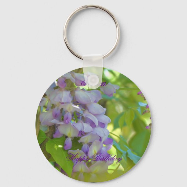Happy Birthday Mum Wisteria Flower Keychain (Front)