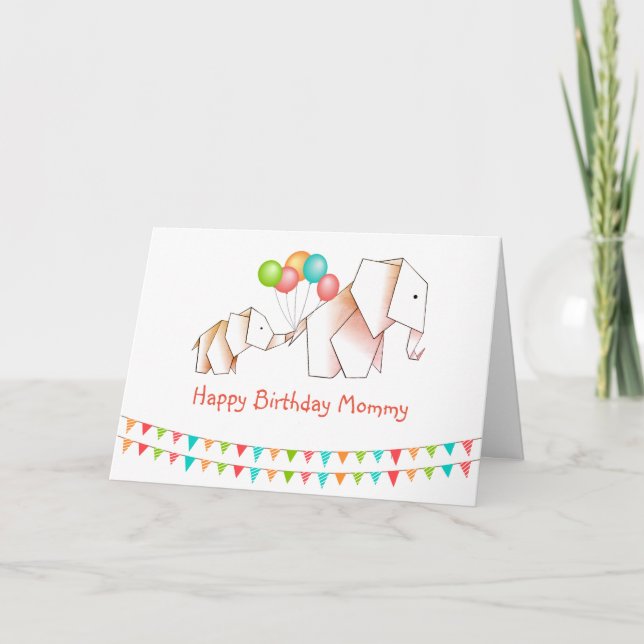 Happy Birthday Mummy Elephants Card (Front)
